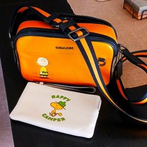 Coach X Peanuts Charlie Brown Woodstock Crossbody and Wallet Wristlet